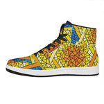 Stained Glass Star of David Print High Top Leather Sneakers