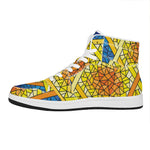 Stained Glass Star of David Print High Top Leather Sneakers