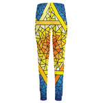 Stained Glass Star of David Print High-Waisted Pocket Leggings