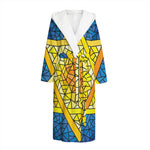Stained Glass Star of David Print Hooded Bathrobe