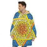 Stained Glass Star of David Print Hoodie Blanket