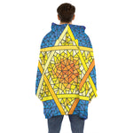 Stained Glass Star of David Print Hoodie Blanket