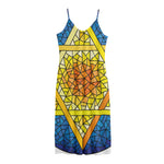 Stained Glass Star of David Print Jersey Midi Cami Dress