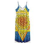Stained Glass Star of David Print Jersey Midi Cami Dress