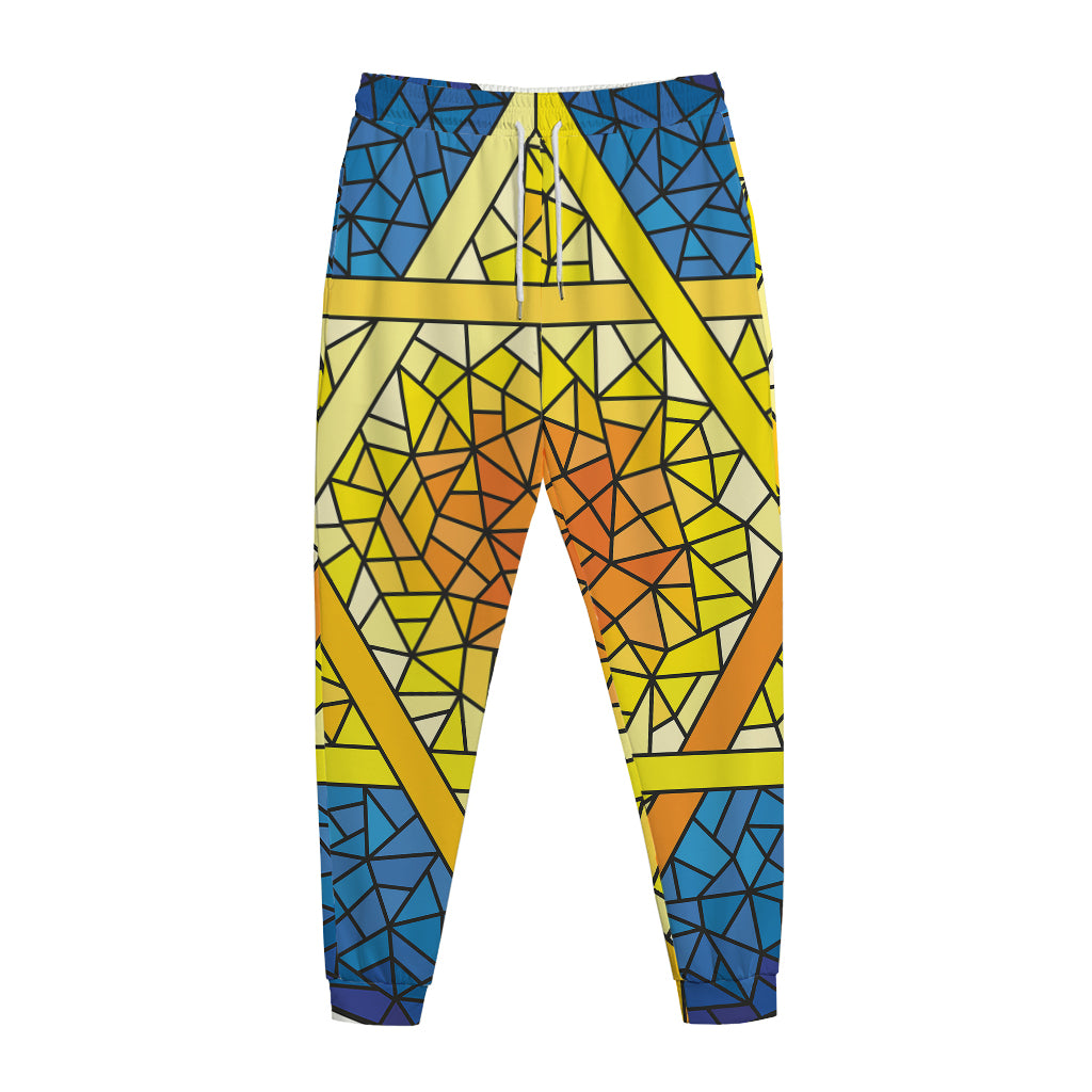 Stained Glass Star of David Print Jogger Pants