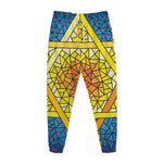 Stained Glass Star of David Print Jogger Pants
