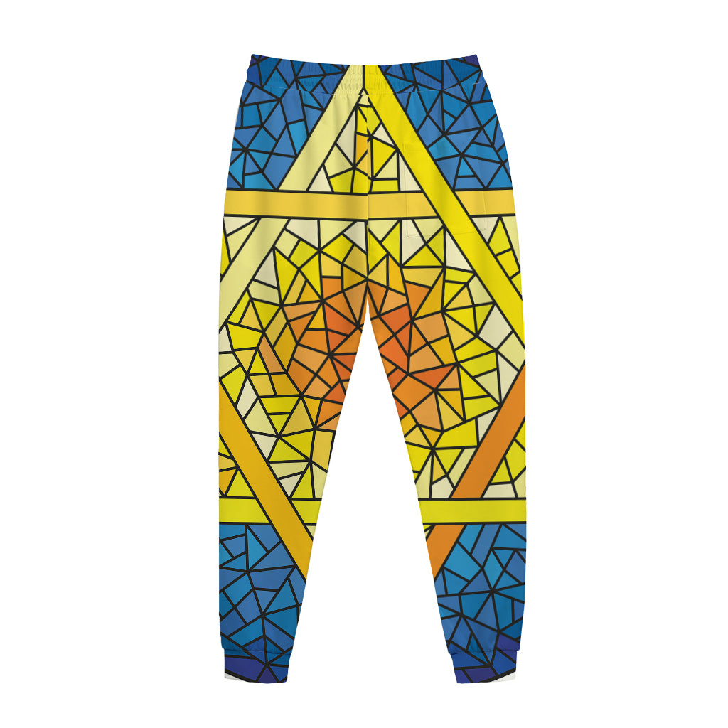 Stained Glass Star of David Print Jogger Pants