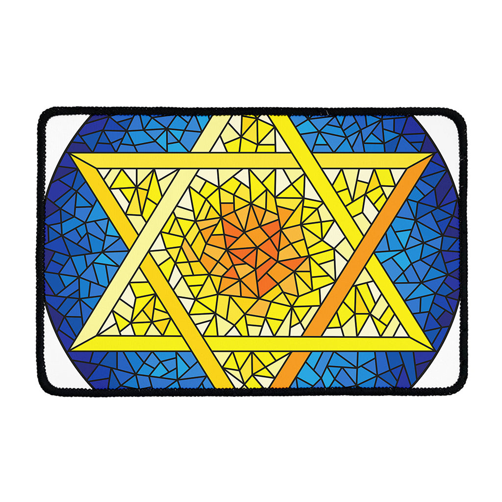 Stained Glass Star of David Print Kitchen Mat