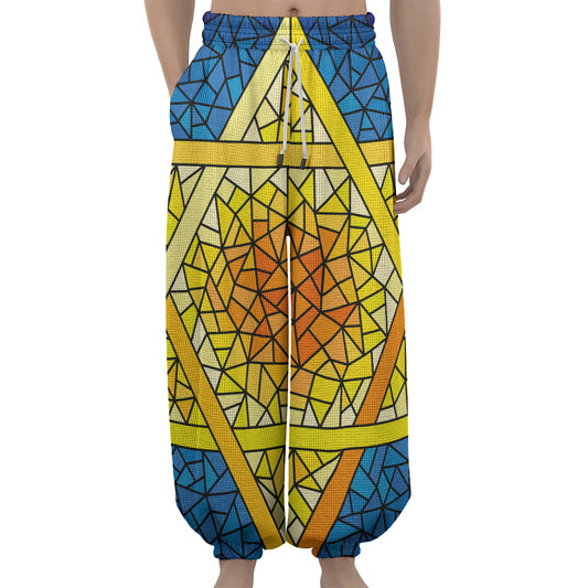 Stained Glass Star of David Print Lantern Pants