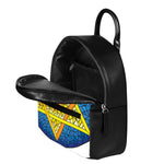 Stained Glass Star of David Print Leather Backpack