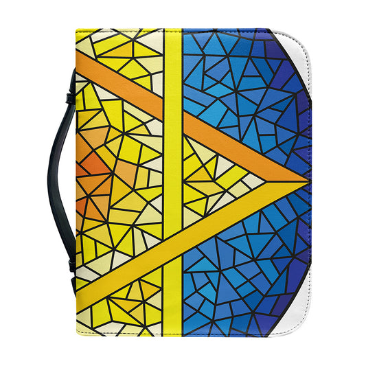 Stained Glass Star of David Print Leather Bible Cover