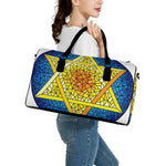 Stained Glass Star of David Print Leather Duffle Bag