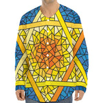 Stained Glass Star of David Print Long Sleeve Baseball Jersey