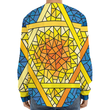 Stained Glass Star of David Print Long Sleeve Baseball Jersey