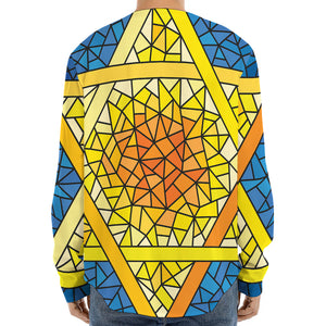 Stained Glass Star of David Print Long Sleeve Baseball Jersey