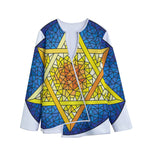 Stained Glass Star of David Print Long Sleeve Short Coat