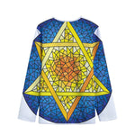 Stained Glass Star of David Print Long Sleeve Short Coat