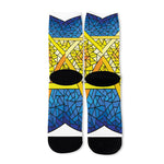 Stained Glass Star of David Print Long Socks