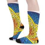 Stained Glass Star of David Print Long Socks