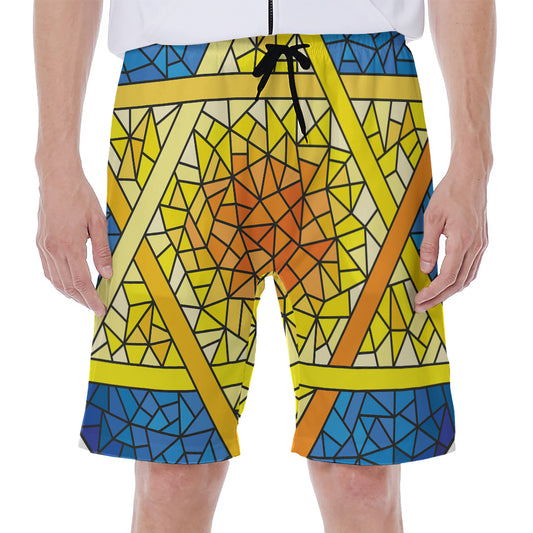 Stained Glass Star of David Print Men's Beach Shorts