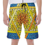 Stained Glass Star of David Print Men's Beach Shorts