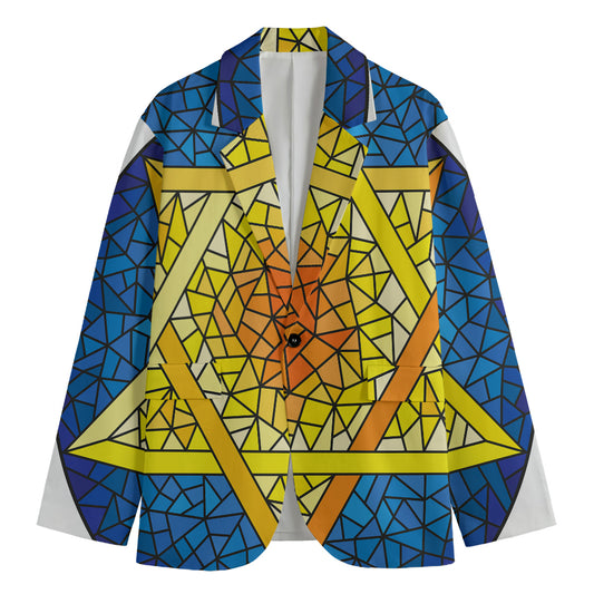 Stained Glass Star of David Print Men's Blazer