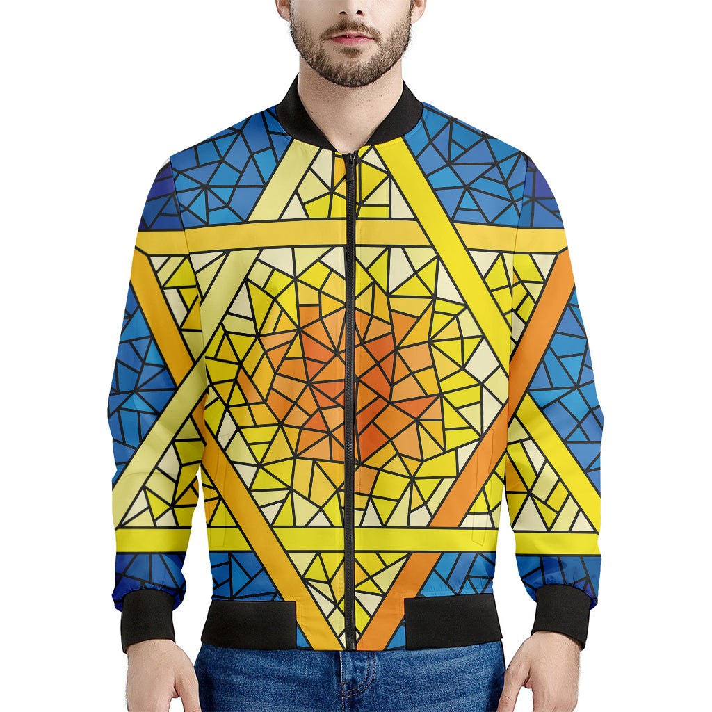 Stained Glass Star of David Print Men's Bomber Jacket