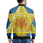 Stained Glass Star of David Print Men's Bomber Jacket