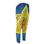 Stained Glass Star of David Print Men's Compression Pants