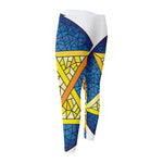 Stained Glass Star of David Print Men's Compression Pants