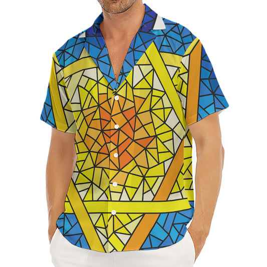 Stained Glass Star of David Print Men's Deep V-Neck Shirt
