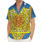 Stained Glass Star of David Print Men's Deep V-Neck Shirt