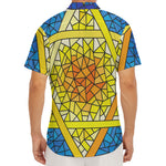 Stained Glass Star of David Print Men's Deep V-Neck Shirt