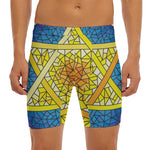 Stained Glass Star of David Print Men's Long Boxer Briefs