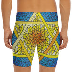 Stained Glass Star of David Print Men's Long Boxer Briefs