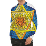 Stained Glass Star of David Print Men's Long Sleeve Rash Guard