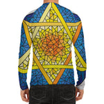 Stained Glass Star of David Print Men's Long Sleeve Rash Guard