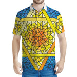 Stained Glass Star of David Print Men's Polo Shirt