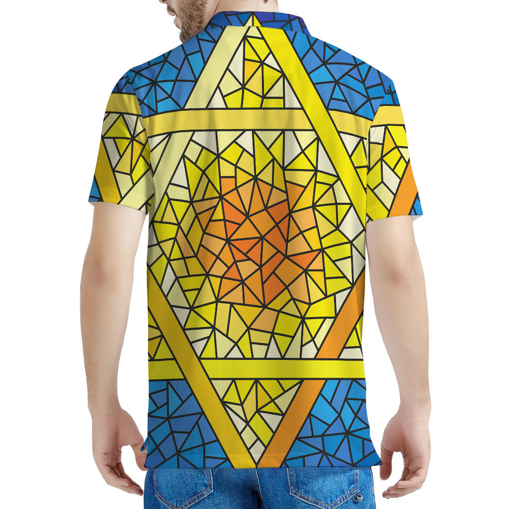 Stained Glass Star of David Print Men's Polo Shirt