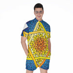 Stained Glass Star of David Print Men's Rompers