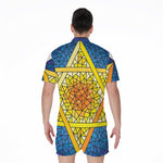 Stained Glass Star of David Print Men's Rompers
