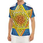 Stained Glass Star of David Print Men's Short Sleeve Rash Guard