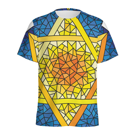 Stained Glass Star of David Print Men's Sports T-Shirt
