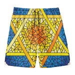Stained Glass Star of David Print Men's Swim Trunks