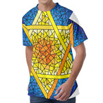 Stained Glass Star of David Print Men's Velvet T-Shirt