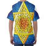Stained Glass Star of David Print Men's Velvet T-Shirt