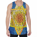 Stained Glass Star of David Print Men's Velvet Tank Top