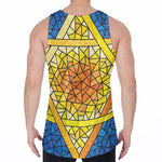 Stained Glass Star of David Print Men's Velvet Tank Top