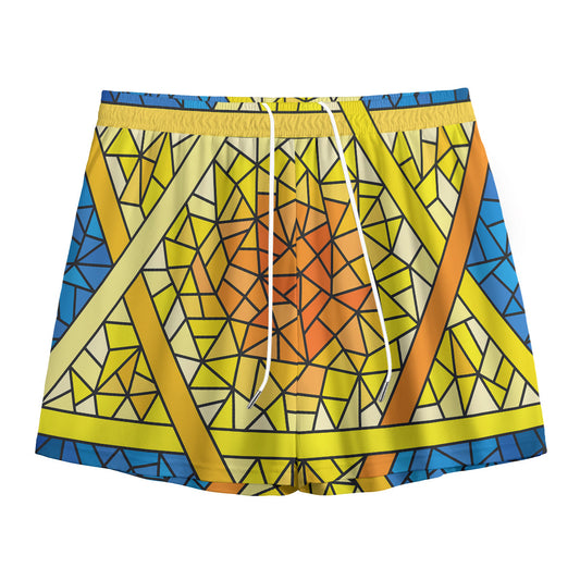 Stained Glass Star of David Print Mesh Shorts