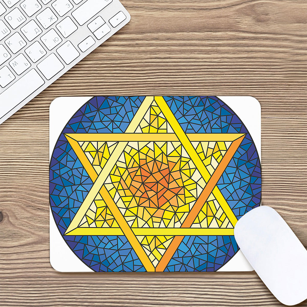 Stained Glass Star of David Print Mouse Pad